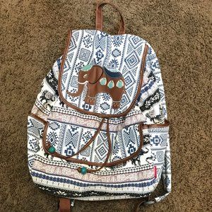 Unionbay Canvas Backpack, elephant patterned